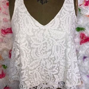 lace tank top with cross back detail